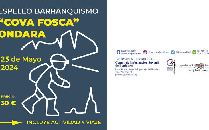 Juventud organiza una jornada para practicar espeleobarranquismo en la Cova Fosca de Ondara 